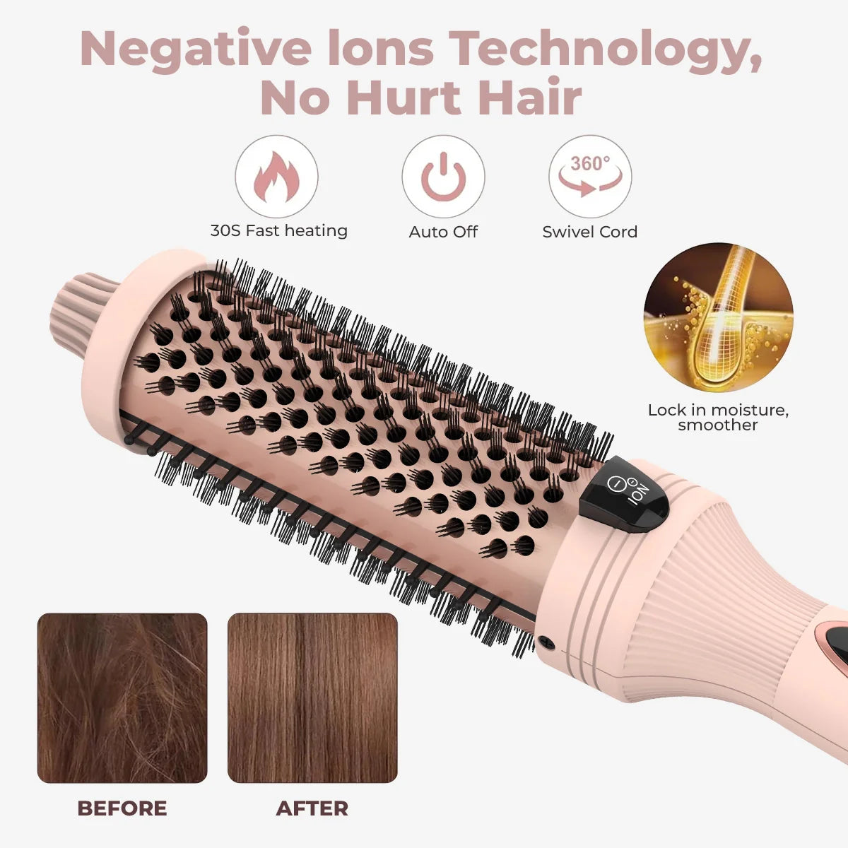 3-in-1 Pro Negative Ion Two PTC Heaters Thermal Brush
