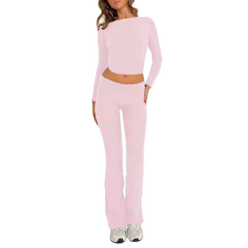 Long Sleeve Crop Top Set