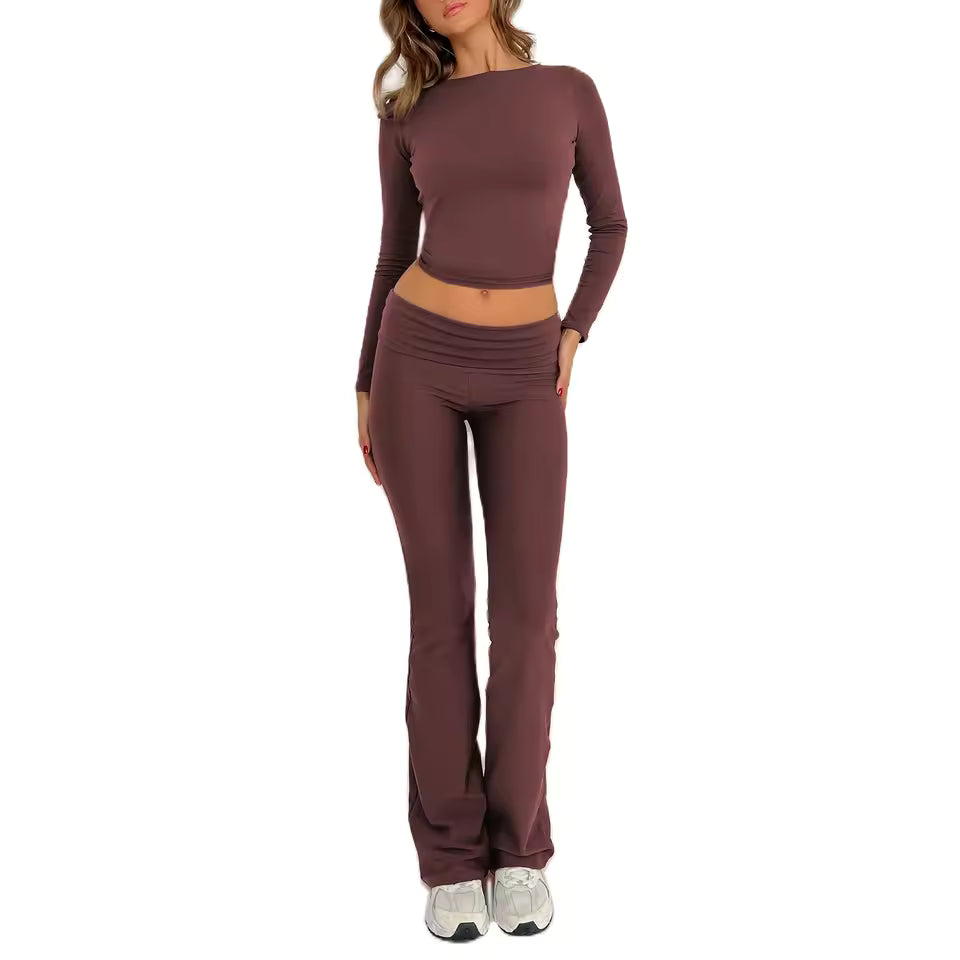 Long Sleeve Crop Top Set