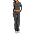 Long Sleeve Crop Top Set