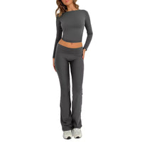Long Sleeve Crop Top Set