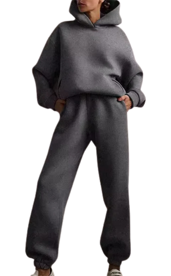 Oversized Solid Casual Hoody Set