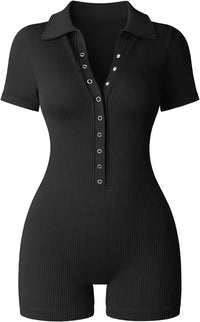 Ribbed V Neck Romper