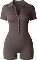 Ribbed V Neck Romper