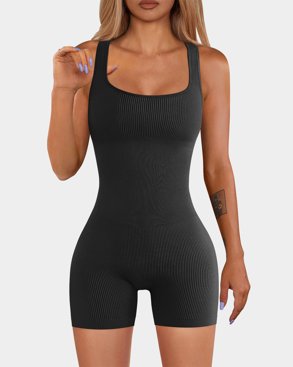 Square Neck Sleeveless Romper