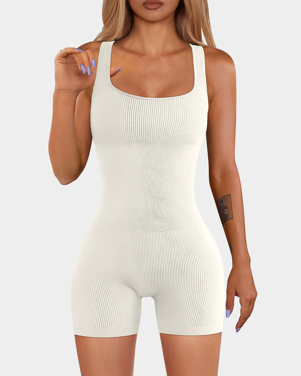 Square Neck Sleeveless Romper
