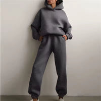 Oversized Solid Casual Hoody Set